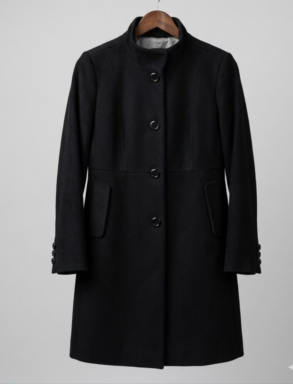 J.Crew Black Single-Breasted Wool Blend Coat - Size 6